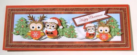 Christmas Owls2 Hc Large Dl Decoupage Card & Env Kit by Margaret Scott