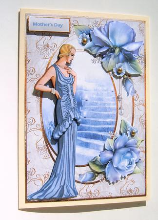 Lady in the Blue Dress Card and Decoupage by Margaret Scott