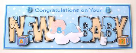 Cute Baby Boy on Cloud New Baby Large Dl by Margaret Scott