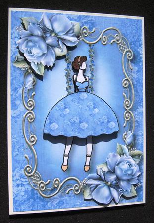 Fabulous Fifties Floral Swing - Soft Blue Roses by Margaret Scott