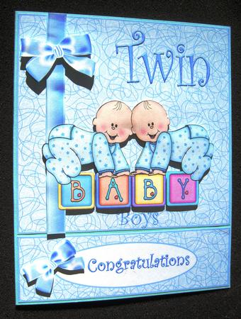 Twin Boy Baby Blocks by Margaret Scott