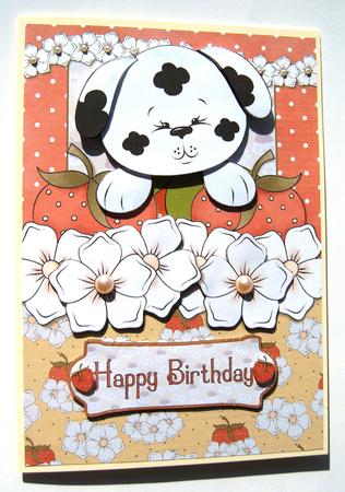 Strawberry Patch Peeping Puppy Decoupage by Margaret Scott