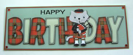 Bagpiper Max the Cat Birthday Large Dl by Margaret Scott