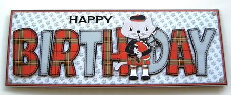Bagpiper Max the Cat Birthday Large Dl 3 by Margaret Scott
