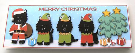 Santa Jazz the Dog & Christmas Elves Large Dl by Margaret Scott