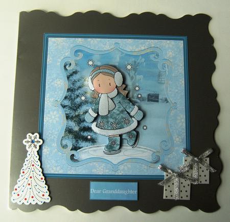 Ice Skating Chloe Card with Decoupage by Margaret Scott