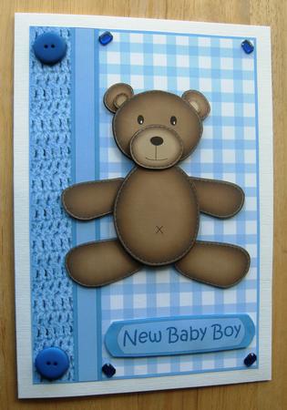 New Baby Boy Teddy Decoupage by Margaret Scott