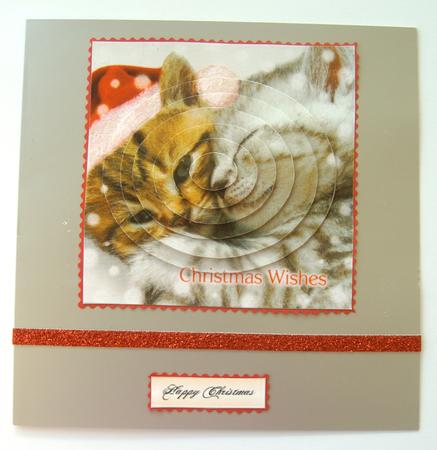 Little Kitties in Santa Hat Oval Pyramids by Margaret Scott