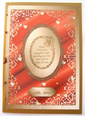 Hearts in Swirly Frame on Silk Plain Card 7 by Margaret Scott
