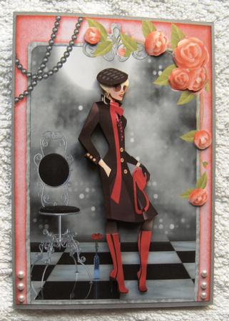 Fashionista! in Black and Red Card Front and Decoupage by Margaret Scott