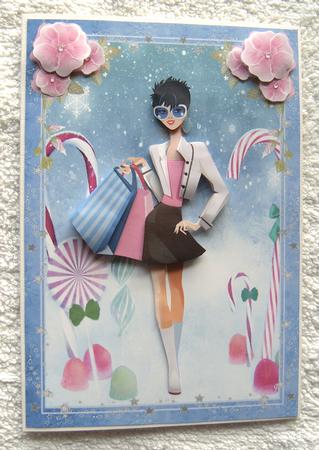 Fashionista! Christmas Candy Card Front and Decoupage by Margaret Scott