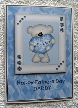 Blue & White Heart Bear - Daddy Fathers Day by Margaret Scott