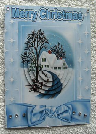 Cottage in the Snow Christmas Time Oval Pyramids by Margaret Scott