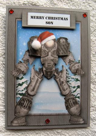 Merry Christmas Puny Human - Gunmetal Robot by Margaret Scott