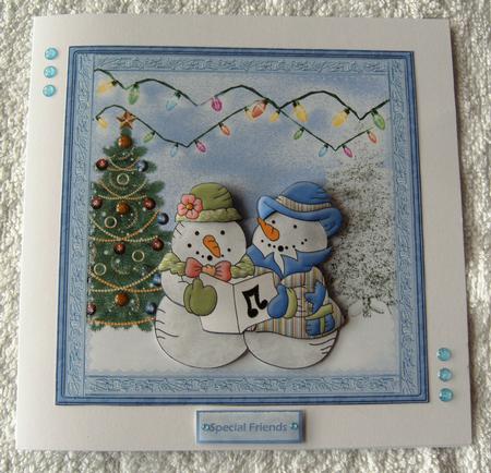 Snowpeople Carol Singers Card and Decoupage by Margaret Scott