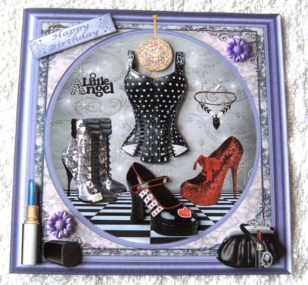 All Things Girly 8x8ins Approx: Decoupage Card Front by Margaret Scott
