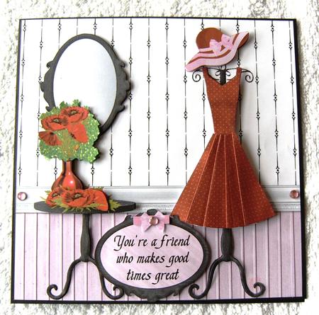 Red Polka Dot Folded Skirt Dress Card Kit by Margaret Scott