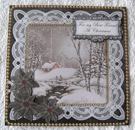 Winter Walk Best Friend at Christmas 8in Sentiment Topper by Margaret Scott