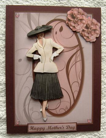 Vintage Lady in Pink & Brown Decoupage by Margaret Scott