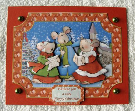 Christmas Carol Singing Mice Decoupage by Margaret Scott