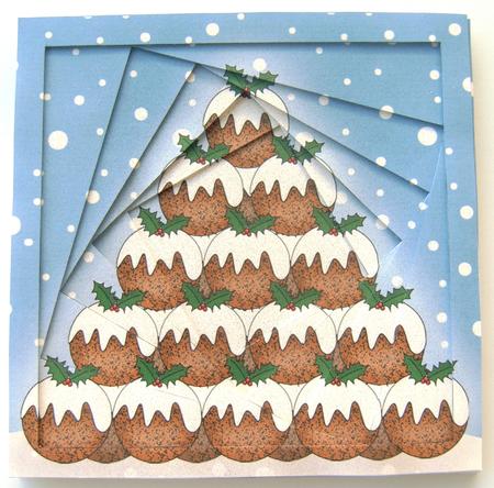 8 x 8 Christmas Pudding Tree Twisted Tunnel Card Kit by Margaret Scott