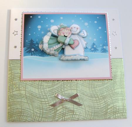 Snow Pixie Building Snowman Large Decoupage by Margaret Scott