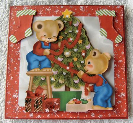 Teddies Dressing the Christmas Tree 8x8 Mini Kit by Margaret Scott