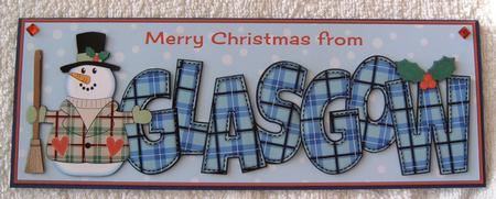Merry Christmas from Glasgow Snowman Large Dl by Margaret Scott