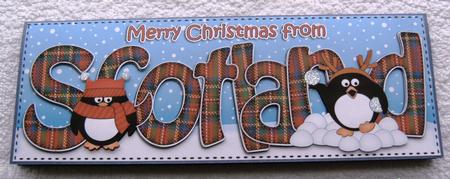 Large Dl Christmas from Scotland Pip Penguin 3D Decoupage by Margaret Scott