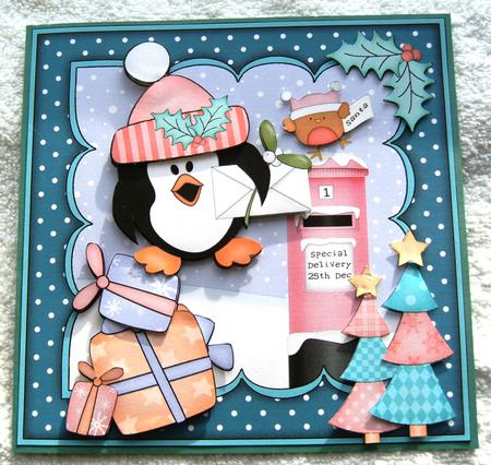 8x8 Xmas Pip Penguin Letter to Santa Kit 3D Decoupage by Margaret Scott