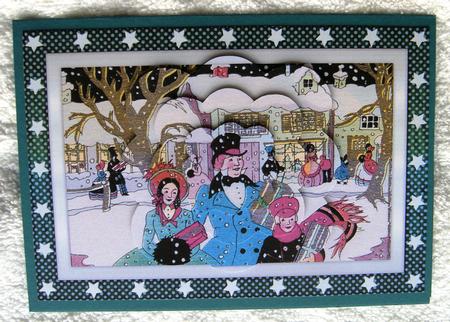 Vintage Christmas Family Scalloped Pyramid by Margaret Scott
