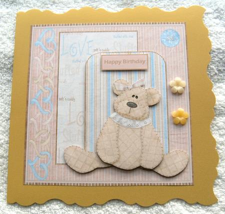 Baby Girl Bear Card and Decoupage by Margaret Scott