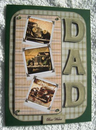 Vintage Cars for Dad Card Front with Toppers by Margaret Scott