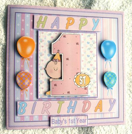 Happy 1st Birthday 8x8ins Mini Kit by Margaret Scott