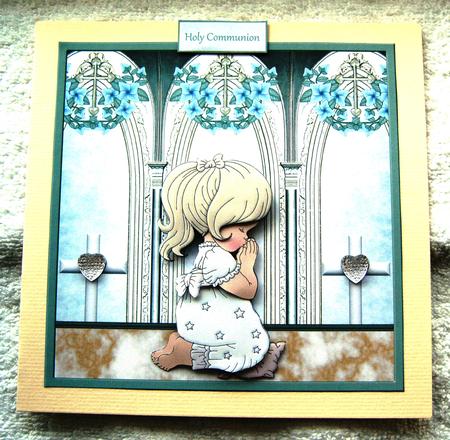 Girl Communion Card with Decoupage by Margaret Scott