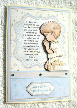 Communion Boy Prayer Card Topper & Decoupage by Margaret Scott