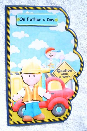 The Construction Site Scallope Edge Curve Card by Margaret Scott