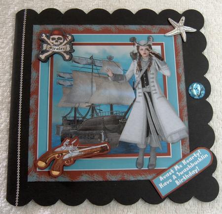 Pirate Lovers Birthday Card - Female by Margaret Scott