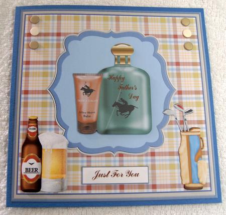 Happy Fathers Day approx; 8x8ins Decoupage Topper by Margaret Scott