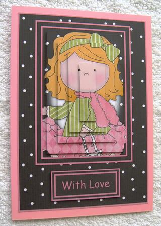Le Chic Girl in Pinks & Greens Card Front & Pyramid by Margaret Scott