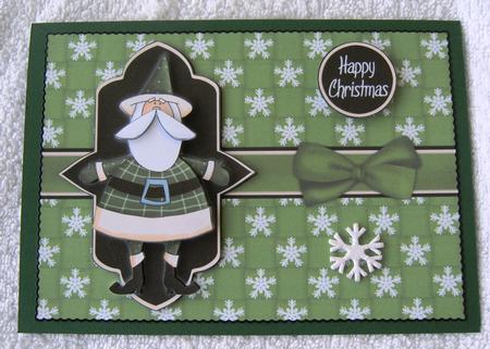 Sweet Santa Decoupage Card - Olive Green by Margaret Scott