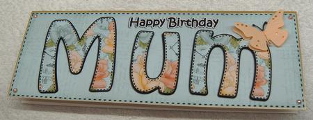 Large Dl Birthday Mum Roses Card & 3D Decoupage by Margaret Scott