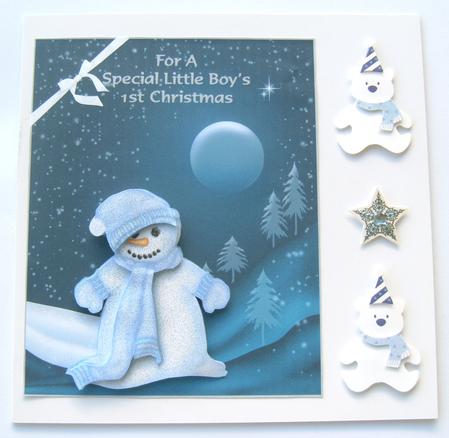 Snowman at Night - 1st Christmas Boy by Margaret Scott