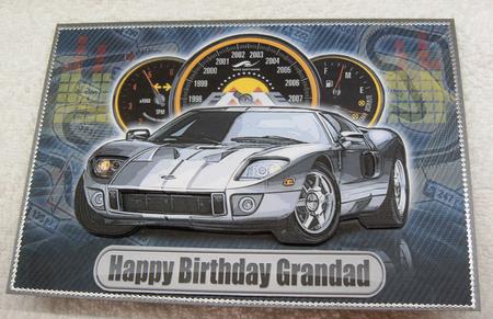 Happy Birthday Grandad Ford Sports Car by Margaret Scott