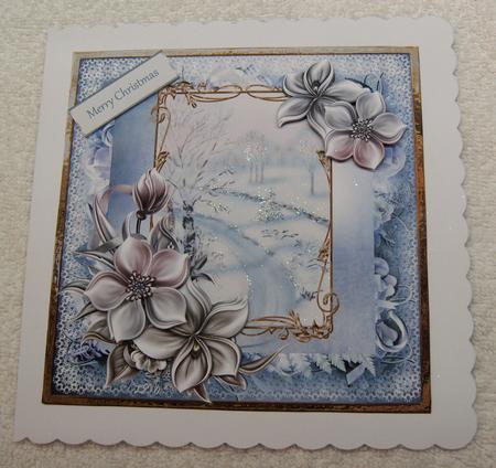 Winter Scene 7x7 Card with Decoupage by Margaret Scott