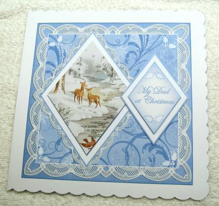 Snow Deer Dad at Christmas 7in Double Diamond Topper by Margaret Scott