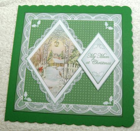 Winter Garden Mum at Christmas 7in Double Diamond Topper by Margaret Scott