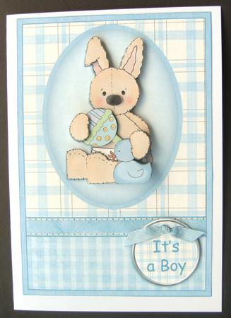 Baby Bunny New Baby Boy Decoupage by Margaret Scott