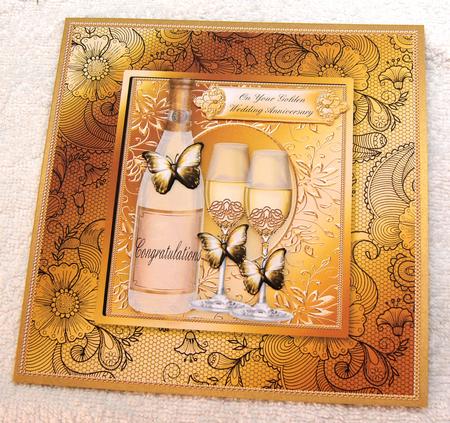 Golden Card Topper Wedding/anniversary by Margaret Scott