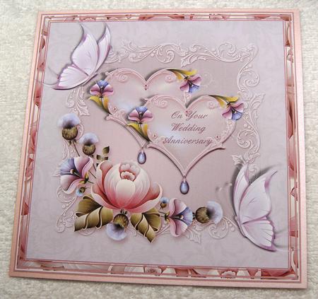 Pink Passion Wedding/anniversary Card Topper by Margaret Scott